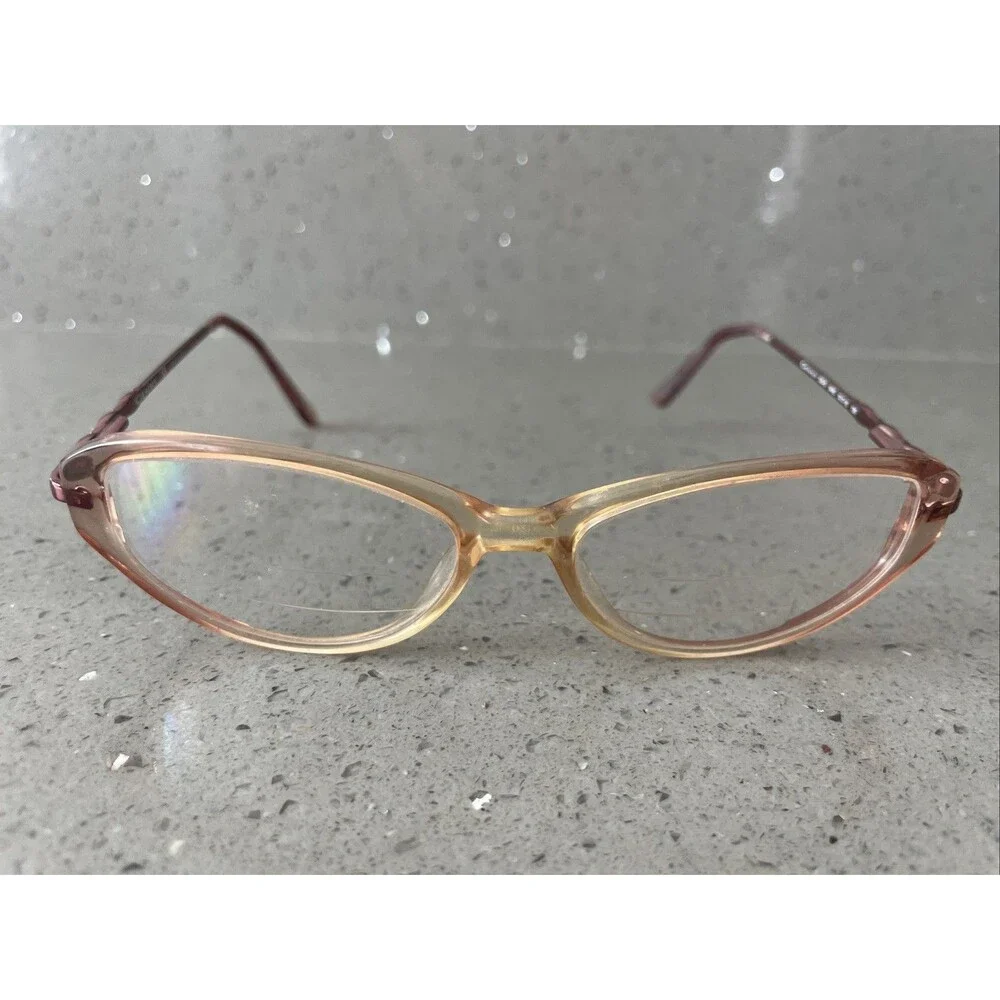 Genny Eyeglasses Frames ONLY 336-B 9445 53-16-135 Full rim pink clear